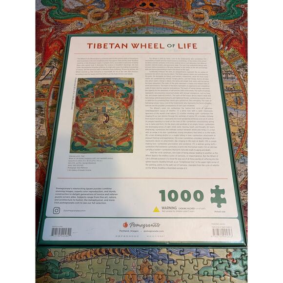 Tibetan Wheel of Life Pomegranate Art Piece Puzzle 1000 Piece 20" X 27" COMPLETE - Picture 2 of 3